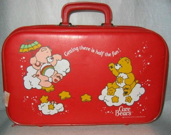 Vintage Care Bears Red Vinyl Suitcase 1983