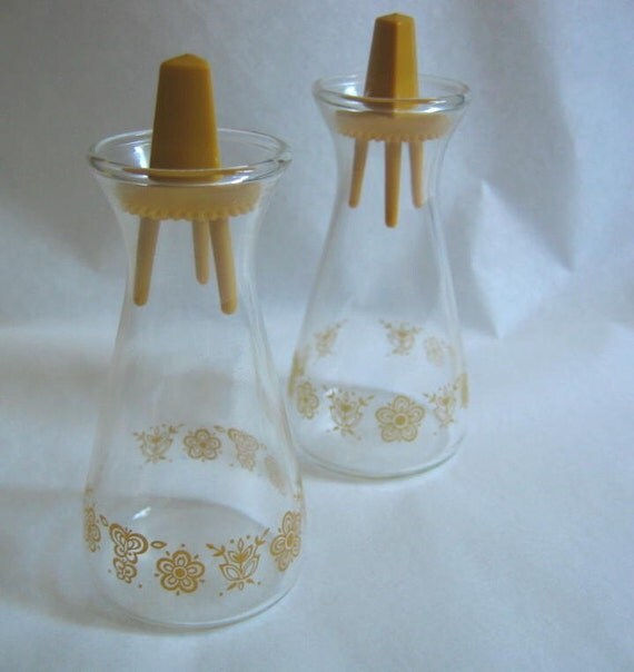 Vintage Pyrex Corelle Butterfly Gold Salt and Pepper Shakers