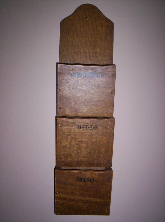 Vintage Wood Mail Organizer Wall Hanging from ShabbyNChic