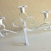 Shabby Chic White with Silver Candelabra Centerpiece for 5 Candles Curvy