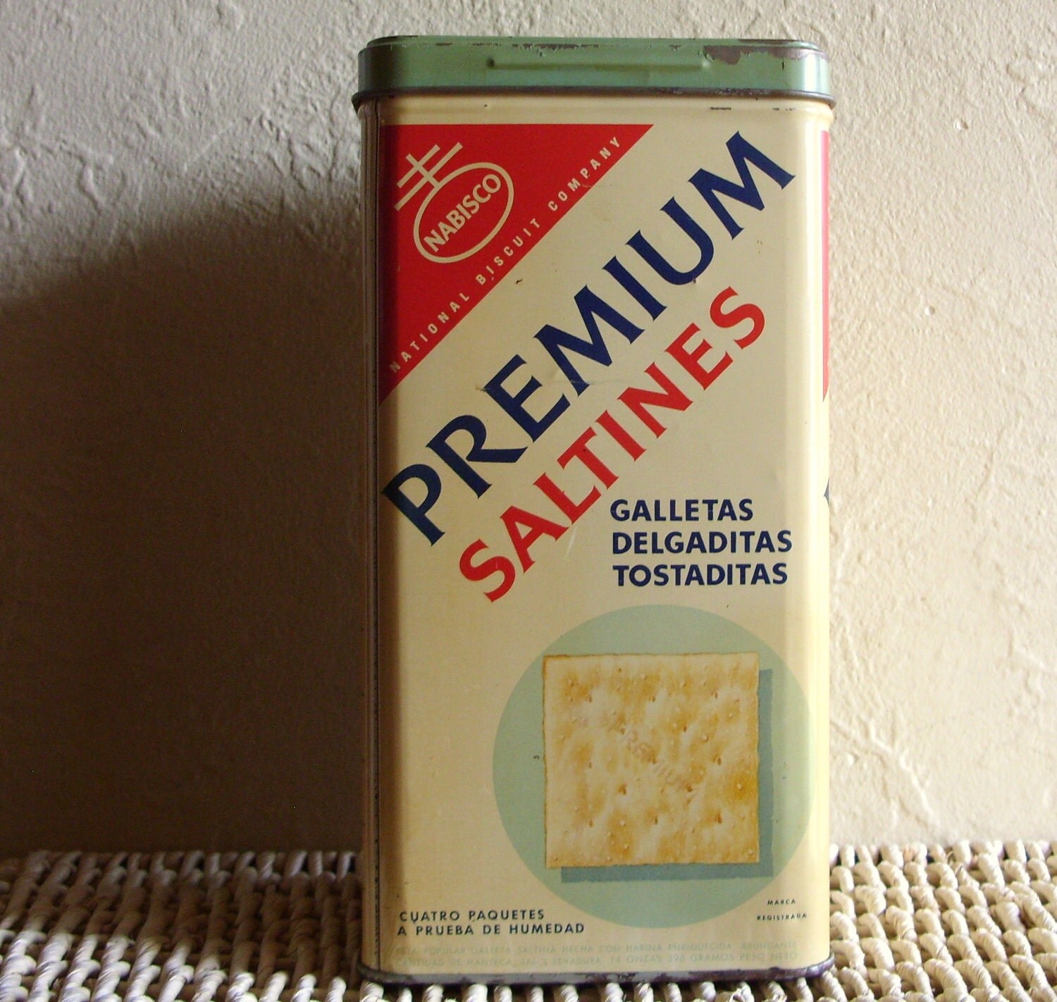Nabisco Premium Saltines Cracker Metal Can Storage Container