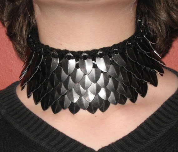 Scalemail Goth Choker Collar in Dragonhide Armor Custom