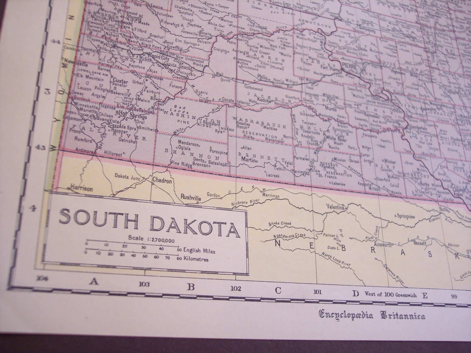 State map of South Dakota and Iowa 1929 by moosehornvintage