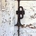 Shabby Chic Cast Iron Wall Hook , Trumpet, Distressed and Chippy Black