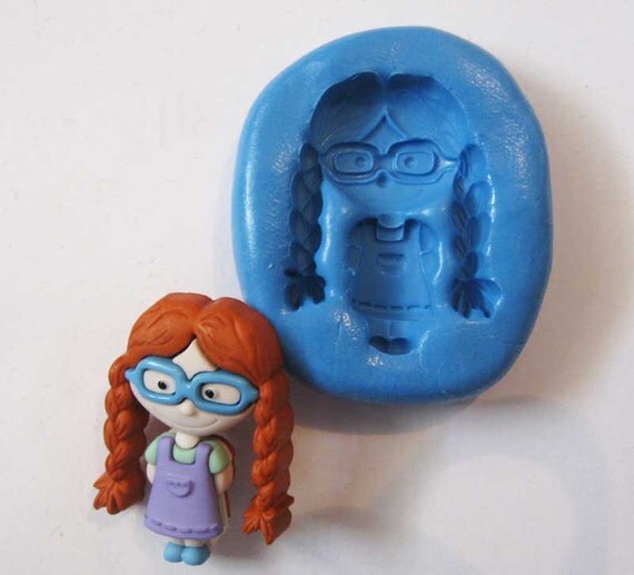 Cute Girl Flexible Silicone Push Mold For Polymer Clay