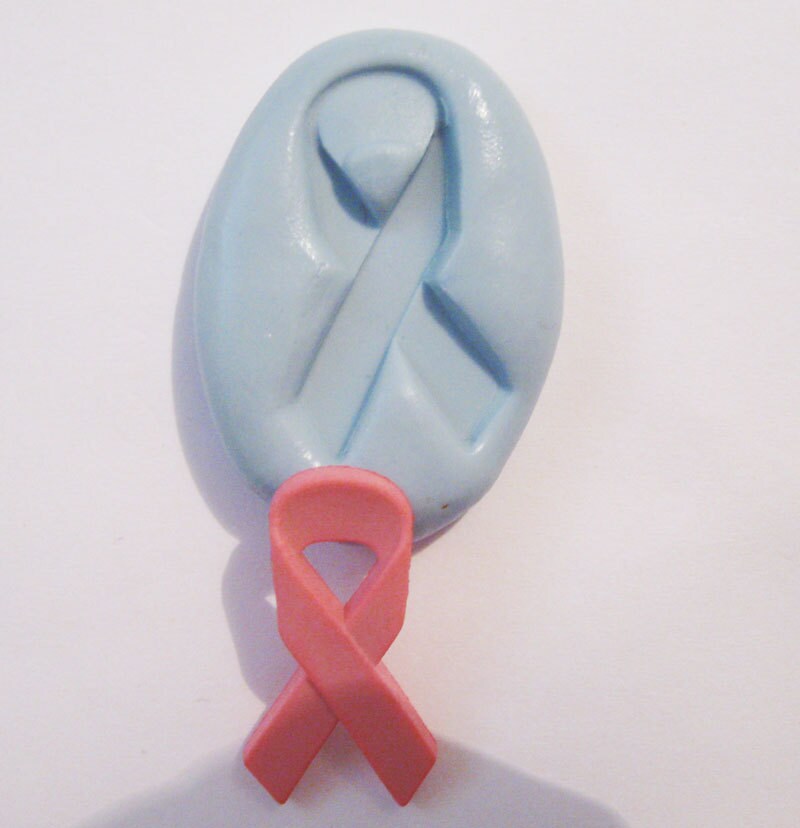 Breast Cancer Awareness Ribbon Flexible Silicone Push Mold for