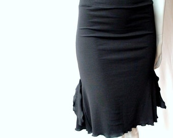 Tulip skirt, knee-ling fitted skirt with ruffled hem, organic french terry, more colors