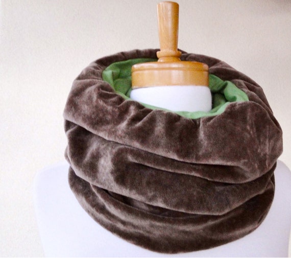 Organic cotton scarf neck warmer mink brown