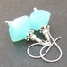 lampwork earrings diamond shaped opaque aqua beads- bimini blue