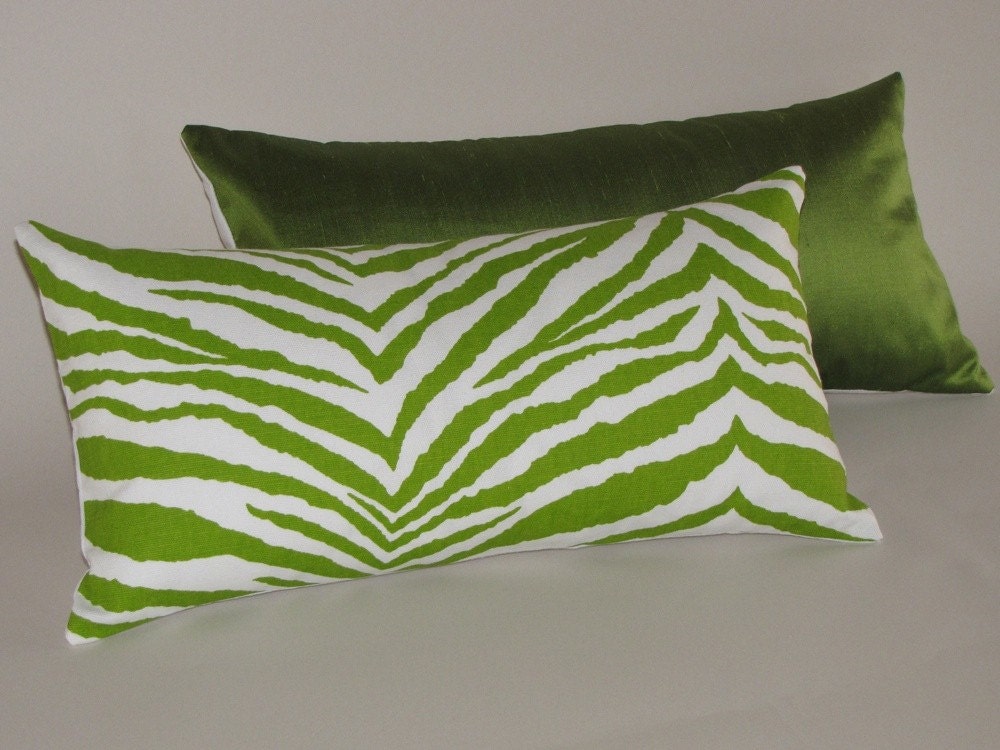 Lime Green Zebra Print Pillow by MiCasaBella on Etsy
