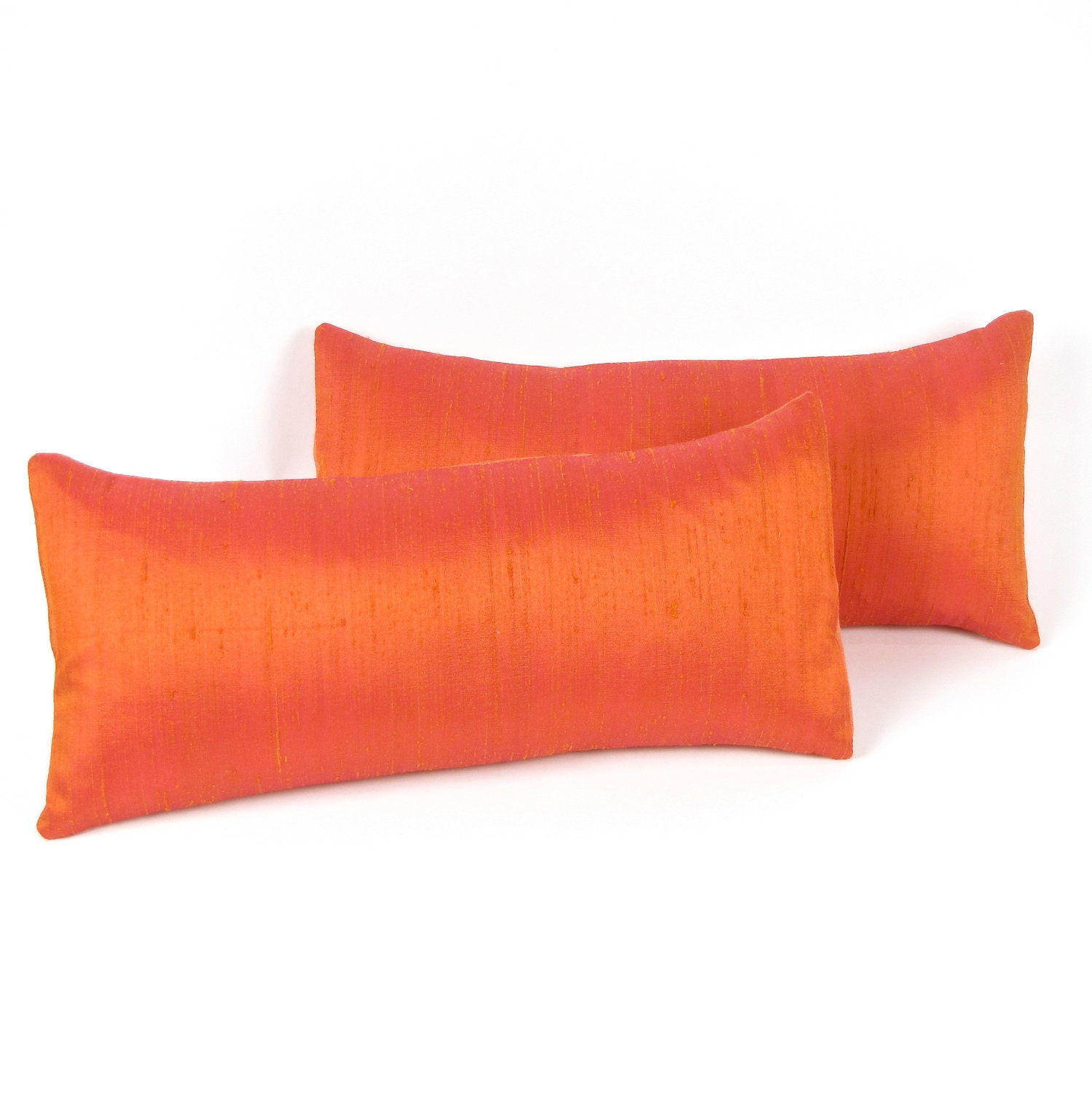Tangerine Tango Small Silk Pillow Orange Lumbar Pillow