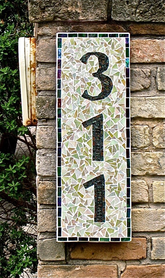Items similar to Mosaic Address Plaque Reserved for Sam on Etsy