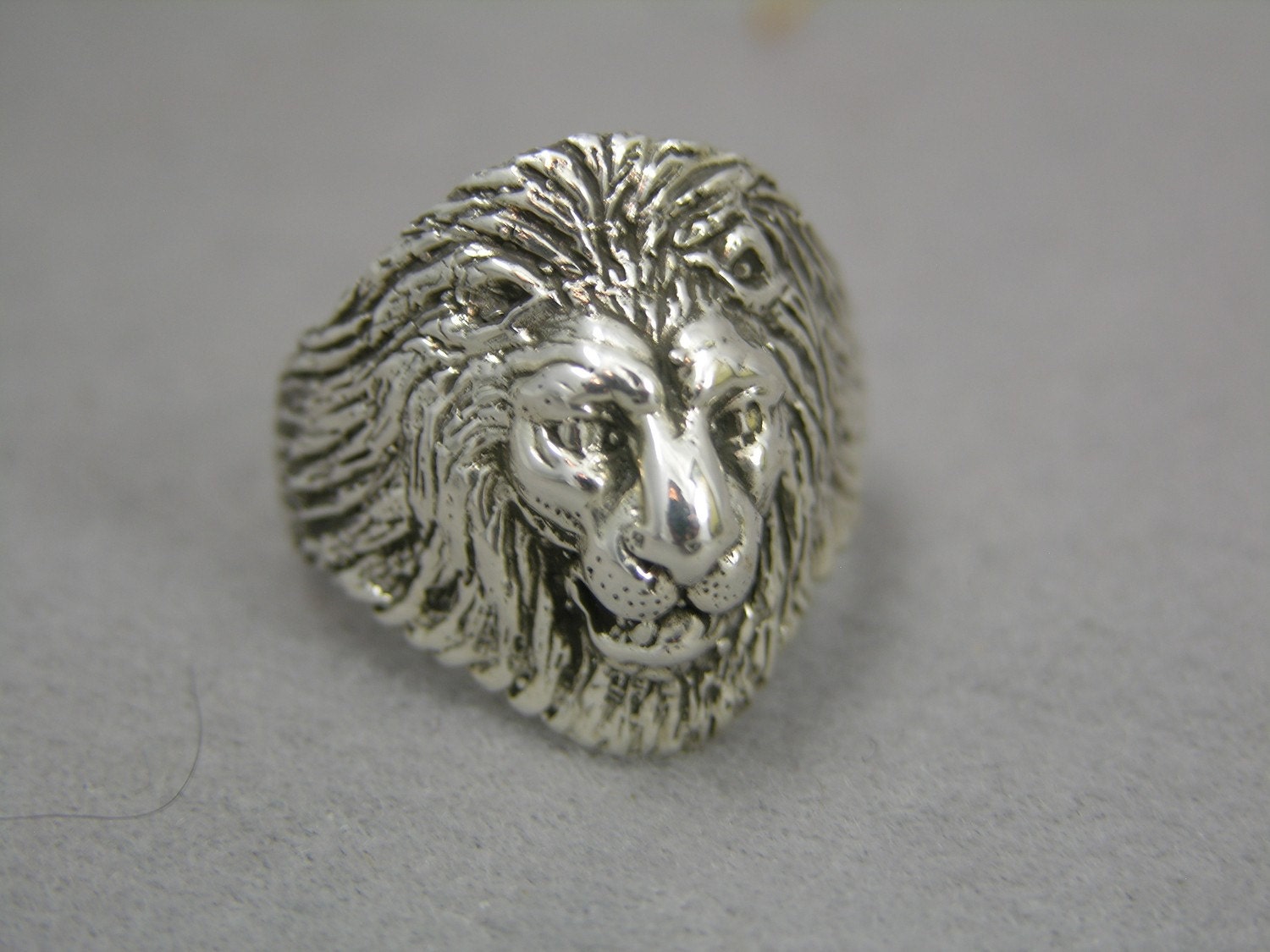 Large Sterling Lion Head Ring by freedomjewelryusa on Etsy