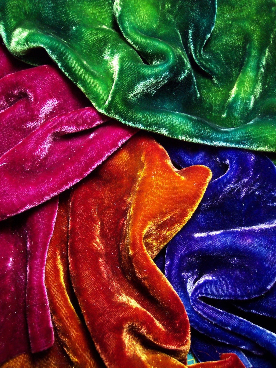 Hand Dyed Silk Rayon Velvet scrumptious color and texture