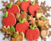 Apple Picking Time - Apple and Leaves Decorated Cookies - Fall decorated Cookies - 14 Cookies Il_170x135