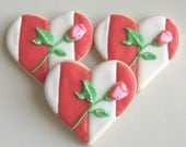 Heart with Rose Cookie Favors - Heart Wedding Decorated Cookie Favors - Heart Cookies - 1 Dozen Il_170x135