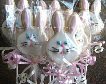 Bunny Cookie Pops - Bunny Cookies - 1 Dozen