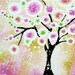 Pink Tree Painting - Original Acrylic Whimsical Art - Modern Cherry Tree of Life Wall Decor - 16x20