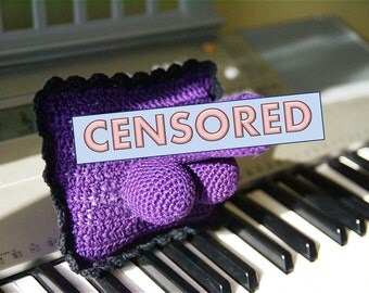Original Gifts - Warning - Adults Only - Crocheted Willypillies - Penis Small Pillow in Raging purple