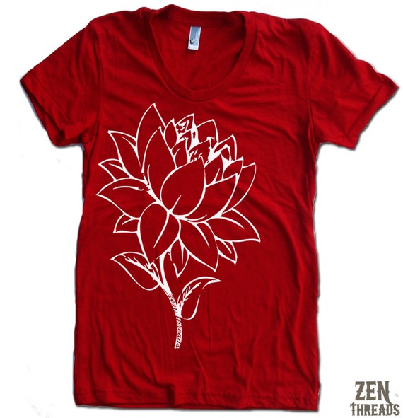 Womens LOTUS FLOWER t-shirt american apparel S M L by ZenThreads