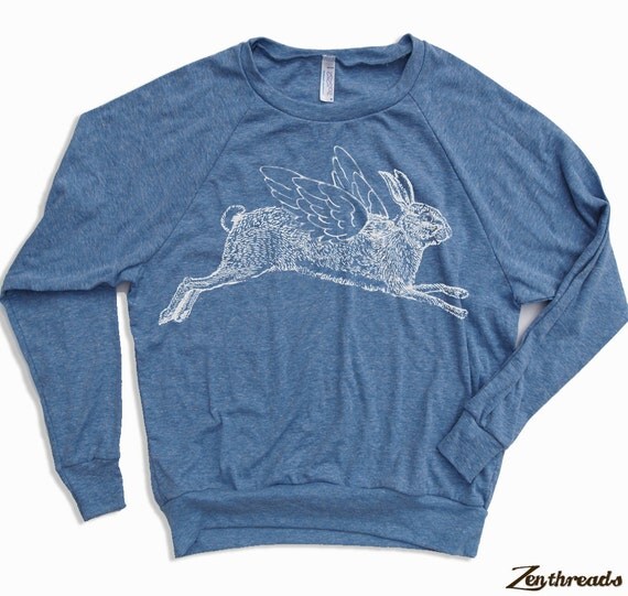 Items similar to Womens Flying RABBIT Tri-Blend Pullover - american ...