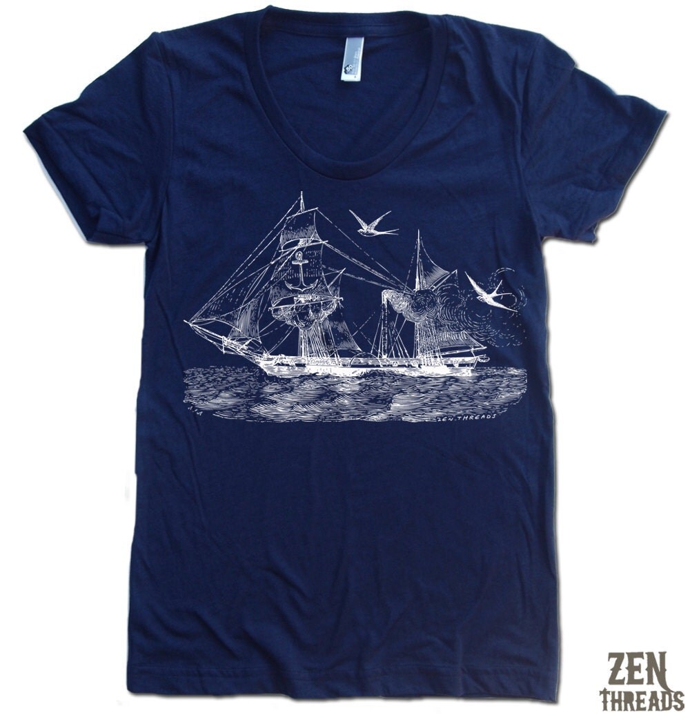 womens vintage steamship illustration t shirt s m l by womens vintage steamship illustration t shirt s m l by