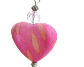Pink Heart Ornament for Girl's Bedroom, Baptism Gift, Rear View Mirror Charm, Valentines