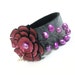 Purple leather bracelet with pearls