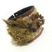 Shabby rose leather bracelet. Olive green color