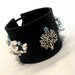 Casual leather bracelet with life tree charms. Black and blue color