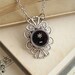 Typewriter Key Necklace - ASTERISK Vintage Typewriter Key Jewelry. Black Punctuation Pendant with Fancy Filigree Sterling Silver Setting.