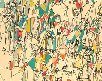 Holiday Sale Circus - abstract art print mixed media art print colorful fine art print