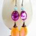 Large Neon Orange Earrings Vintage Plastic Sparkling Purple Tangerine Briolette Dangles