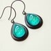 Turquoise Glass Earrings Vintage Glitter Domed Glass Antiqued Brass Ultramarine Teardrops