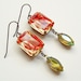 Vintage Rhinestone Earrings Large Glass Jewels Peaches and Cream Art Deco Jewelry