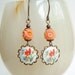 Red Tulip Cameo Earrings Vintage Glass Floral Cabochons Spring Jewelry