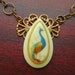 Persian Queen Peacock Cameo and Filigree Chain Necklace Vintage SALE