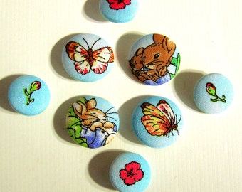 Buttons - Peter Rabbit Fabric-Covered Buttons - Limited Edition - Children's Buttons - Beatrix Potter