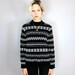 Black and White Patterned Crop Sweater