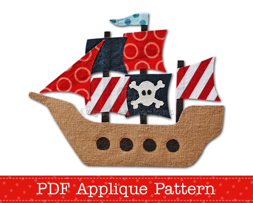 Pirate Ship Applique Template PDF Applique Pattern Boys