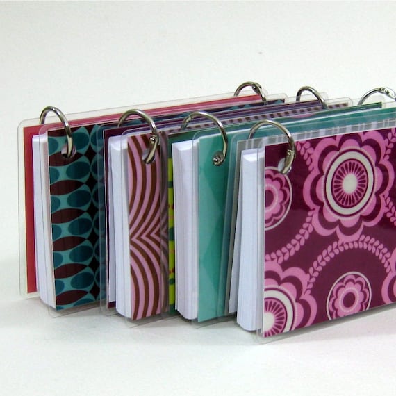 3 x 5 Index Card or Note Card Binder Set of Four Mod Squad