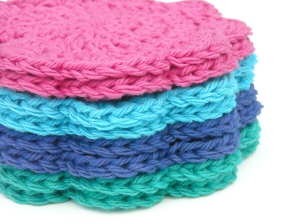 Face Scrubbies Washcloths Cotton Crochet Jewel by PeanutsCrochet