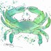 Crab Watercolor Print in Seafoam Green