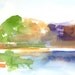 Original Watercolor Painting Colorful Landscape