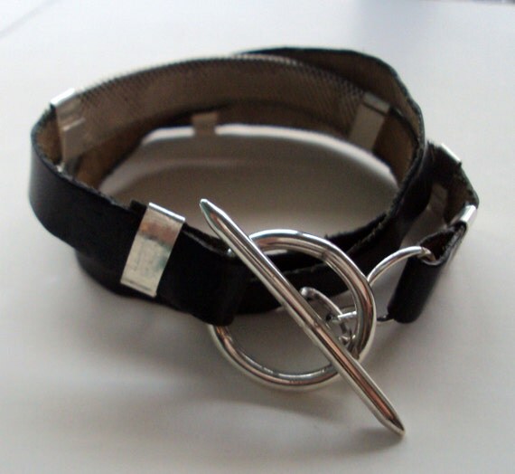 Items similar to Leather and Silver Wrap Bracelet on Etsy