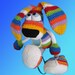 Amigurumi Pattern - Rainbow Rabbit with a tie and sneakers.