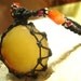 organic Orange CALCITE macrame Necklace - Stone for Cleansing - healing crystal pendant round