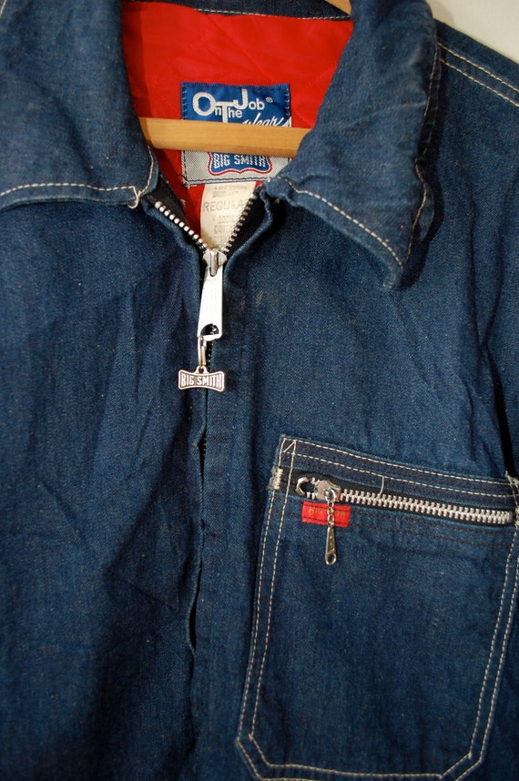 Vintage BIG SMITH Denim Lined Work Jacket Coat Sz. Large Union