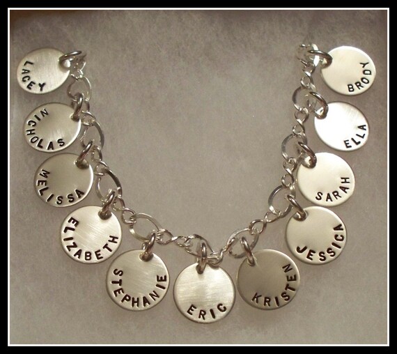 Grandmothers Bracelet 7 Sterling Silver and Personalized Discs