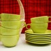 Set of 6 Lime Green Melmac Cups and Plates